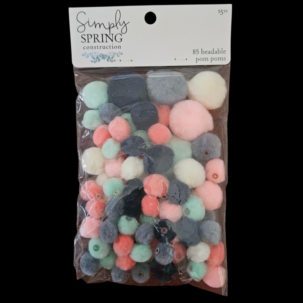 Simply Spring Construction Crafting Pom Poms 85 Pieces New Multicolor Multi Size - Picture 2 of 9